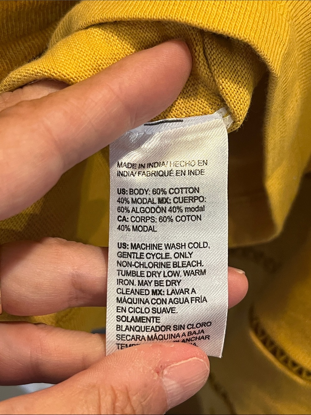 Chico's Cotton Blend V-Neck Knit Top Mustard Yellow Size Medium - Picture 8 of 9
